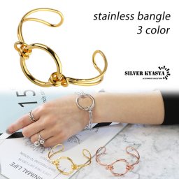 ステンレス サークルバングル ブレスレット 腕輪 円形 輪 silver gold rose pink シルバー ゴールド ローズゴールド ピンク 銀色 金色 金属アレルギー対応 3カラー ジュエリー