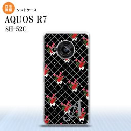 SH-52C AQUOS R7 スマホケース 背面ケースソフトケース 花柄 バラ 編み 黒 +アルファベット 2022年 7月発売 nk-r7-tp267i