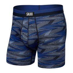 サックス：SPORT MESH ボクサーブリーフ 前開き (ライトニングストライプ/ブルー)[ボクサーパンツ/ 男性下着/ メンズインナー/人気ブランド/おすすめギフト/誕生日プレゼント/メンズファッション]