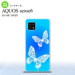 SH-54B SHG05 AQUOS sense6 スマホケース ハードケース 蝶 青 メンズ レディース nk-sens6-856