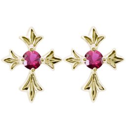 クロス ピアス 18k メンズ 十字架 ルビー 誕生石 7月 スタッドピアス 父の日 2024