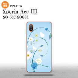 SO-53C SOG08 ワイモバイル Xperia Ace III スマホケース 背面ケースソフトケース 花柄 ミックス A 青 2022年 6月発売 nk-so53c-tp272