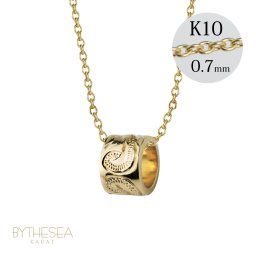 ゴールド ネックレス ハワイアンジュエリー ネックレス チューブ イエローゴールド ネックレス スクロールチューブ Sサイズ 14K K14 K10 10Kあずきチェーン太0.7mm ギフトラッピング可能 BY THE SEA バイザシー メンズ レディース プレゼント 敬老の日 【品番：CG-GP127】