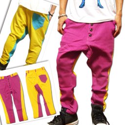 人気　サルエル　メンズ   OPEN ARMS リバース配色立体切替 ジョッパーズパンツ サルエルパンツ　３カラ?  ピンク イエロー グリーン 青母の日 福袋 　  2020