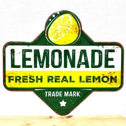 ブリキ看板 可愛い ビンテージ レモン LEMONADE レモネード サーフィン アンティーク サーファー ガレージ プレート 壁飾り アメリカン 雑貨 インテリア おしゃれ かわいい カフェ 店舗