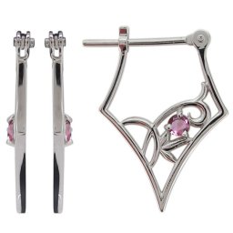 ピアス プラチナ ピンクトルマリン クロッシングピアス 唐草 アラベスク