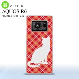 SH-51B AQUOS R6 AQUOS R6 スマホケース ハードケース 猫 チェック A 赤 メンズ レディース nk-r6-951