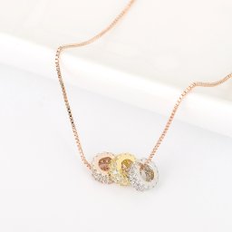 ネックレス キュービックジルコニア ホワイト 真鍮 ピンクゴールド 人気 ベネチアンチェーン カニカン おしゃれ 可愛い かわいい きれいめ 40+5cm n15122321