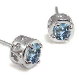 唐草・アラベスク・ピアス・シンプルピアス・アクアマリンサンタマリア・K10