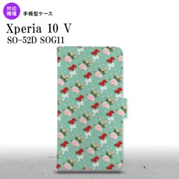 Xperia10V Xperia10V 手帳型スマホケース カバー 花柄 バラ リボン ターコイズ 2023年 7月発売 nk-004s-xp105-dr244