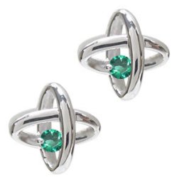宇宙 ピアス エメラルド 一粒 K18 ピアス