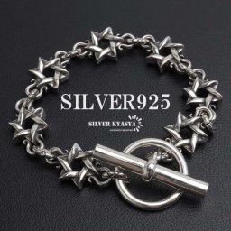 シルバー925 六芒星 チェーンブレスレット マンテルブレスレット スター シルバー アンティーク 重厚感 個性的 星 燻し メンズ 男性 金属アレルギー対応