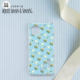 sense4 sense5 Aquos sense4/5 スマホケース ソフトケース 花柄 バラ ドット 小 水色 +アルファベット メンズ レディース nk-sens4-tp249i