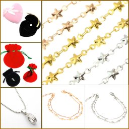 【ネックレスギフト】 ステンレス ネックレス チェーン 金属アレルギー対応まとめ買い セット売り フルセット ブレスレット レディース スイートスター(シルバーゴールドピンク) ネックレスチェーン 記念日ギフト 妻 彼女へ 贈り物 ジーラブ
