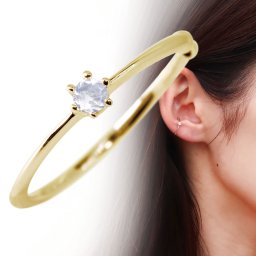 イヤーカフ 18k ゴールド ピンクゴールド イヤカフ 片耳 18金 華奢 ロイヤルブルームーンストーン シンプル