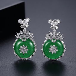 ピアス 両耳用 キュービックジルコニア グリーン 真鍮 シルバー スタッド 揺れる ゆれる ぶら下がり 大きめ 大ぶり おしゃれ モチーフ フラワー 花 e19070214