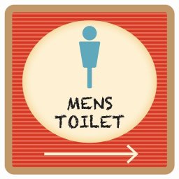 トイレ 御手洗 TOILET トイレマーク レトロ デザイン MENS 右 矢印 ピクトサイン ステッカー シール 塩ビ製 サイン ウォールステッカー インテリア 施設 案内