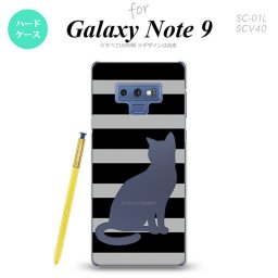 Galaxy Note 9 ギャラクシー ノート9 SC-01L SCV40 スマホケース カバー ハードケース 猫 ボーダー黒B nk-note9-962[スマホ,スマホケース,スマホカバー,ケース,カバー,ジャケット]
