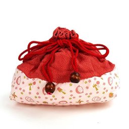 ちびまる子ちゃん 和小物シリーズ 桃色 巾着 ポーチ 縮緬 和 小物入れ
