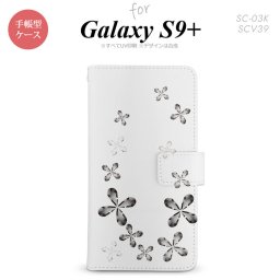 Galaxy S9+ SC-03K SCV39 手帳型 スマホケース ギャラクシー 花柄 グレー【ギャラクシー S9プラス,Galaxy,S9+,SC-03K,SCV39,docomo,ドコモ,メール便 送料無料】