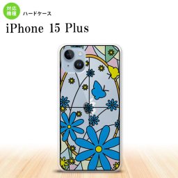 iPhone15 plus iPhone15 plus 背面ケース カバー ステンドグラス風 おしゃれ ガーベラ ブルー ステンドグラス風 2023年 9月発売 nk-i15pl-sg02