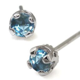 プラチナ・ブルートパーズ・ピアス・シンプル・一粒・ピアス