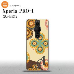 Xperia PRO I Xperia PRO-I スマホケース 背面ケースソフトケース エスニック 花柄 ベージュ 茶 +アルファベット 背面カバー android nk-xproi-tp1583i