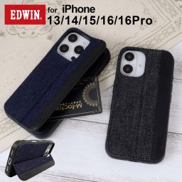 ラッピング無料 送料無料 【 EDWIN エドウイン 正規品 スタンド付き 背面ケース 】 スマホケース iPhone ケース iphone16 ケース iphone16pro ケース iphone15 ケース 耐衝撃 カード 収納 icカード 薄型 スリム edwin デニム