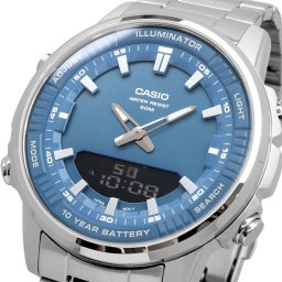 CASIO 腕時計 カシオ チープカシオ チプカシ ワールドタイム アナデジ クオーツ メンズ 腕時計 AMW-880D-2A1V グレイッシュブルー メタルバンド 海外モデル [並行輸入品]