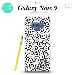 Galaxy Note 9 ギャラクシー ノート9 SC-01L SCV40 スマホケース カバー ハードケース 唐草 白×黒 イニシャル 対応 nk-note9-1133i[スマホ,スマホケース,スマホカバー,ケース,カバー,ジャケット]