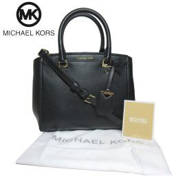 マイケルコース ブティック Michael Kors ハンドバッグ 30T8GN4M2L レザー 2WAY メッセンジャーバッグ BENNING / MD MESSENGER / BLACK(ブラック)【レディース】