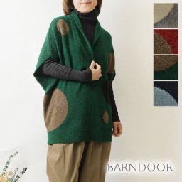＊【BARNDOOR バーンドア】ドット ジャガード ニット 変形 ベスト (1203008)レディース 秋 冬 北欧 ゆったり 水玉 ガウン カシュクール 温か 暖か 重ね着 ナチュラル 服 新作 おしゃれ コーディネート ナチュランド 30代 40代 50代 60代