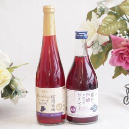 ぶどうを使った果物酒2本セット(アルプス 信州巨峰 スパークリング7度(長野県) アルプス 信州の巨峰を使ったワインです4度(長野県)) 500ml×2本