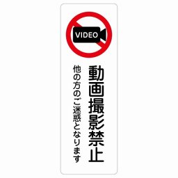 動画撮影禁止（他の方のご迷惑となります） サインステッカー シール 長方形 縦 9x27cm 商業施設 飲食店 旅館 ホテル レンタル イベント表示 場所 掲示 案内板 ピクトサイン 防水 屋内 屋外