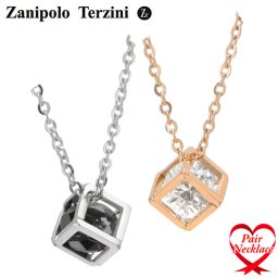 【金属アレルギー対応】Zanipolo Terzini ザニポロ タルツィーニ ペアネックレス/ペンダント（2本セット） キュービックジルコニア メンズ・レディース ユニセックス サージカルステンレス製 ZTP3811-BKRG-PA 国内正規品 ホワイトデー バレンタインデー クリスマス 結婚記念日 還暦祝い 入学 卒業 入社祝い 退職 プレゼント ギフト 贈り物 恋人 夫婦 母の日 父の日 