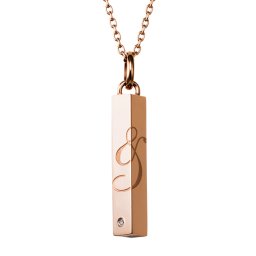 【送料無料】【名入れ無料】 レディースネックレス ダイヤモンド ステンレス 「＆」 プリズム 角柱 バー ピンク サージカルステンレス316L アレルギーフリー ブランド おしゃれ かわいい アクセサリー ジュエリー white clover ホワイトクローバー 誕生日 記念日 プレゼント ギフト 刻印無料 即日発送