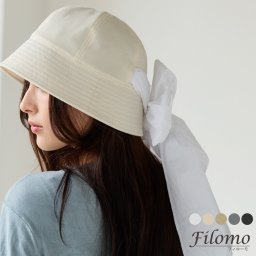 帽子 ハット リボン付き レディース 日よけ 大きめリボン おしゃれ Filomo フィローモ UVカット 紫外線対策 柔らか素材 手洗いOK すっぴん隠し リボン取り外し不可 ギフト プレゼント 7F (08000354r)
