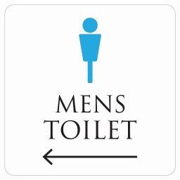 トイレ 御手洗 TOILET トイレマーク ホワイト＆カラー MENS 左 矢印 ピクトサイン ステッカー シール 塩ビ製 サイン ウォールステッカー インテリア 施設 案内