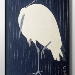 小原古邨 雨中の鷺 A3 サイズ ポスター アート おしゃれ 絵画 インテリア 北欧 イラスト マット紙 艶消し アートパネル 額 フレーム デザイン 壁掛け ギフト 新築祝い ディスプレイ 引越し祝い　新生活　空間デザイン 