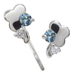 クローバー・ピアス・K10・アクアマリンサンタマリア・ピアス