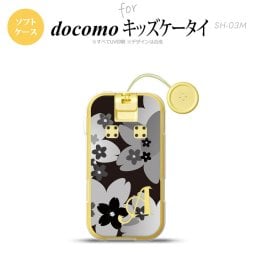 SH-03M キッズケータイSH-03M スマホケース ソフトケース 花柄 サクラ C 黒 +アルファベット メンズ レディース nk-sh03m-tp061i