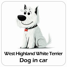 West Highland White Terrier ウエストハイランドホワイトテリア DOG IN CAR カーステッカー 犬 アメリカン カートゥーン スタイル アニメ風 13x13cm 正方形 防水 屋外 屋内 ドッグオンボード デカール