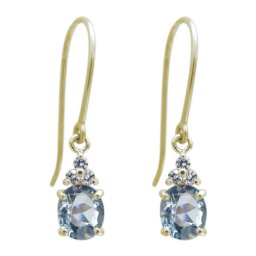 10金 オーバルピアス アクアマリン フックピアス