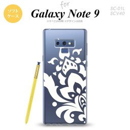 Galaxy Note 9 ギャラクシー ノート9 SC-01L SCV40 スマホケース カバー ソフトケース ダマスク柄大A 白 nk-note9-tp1032[スマホ,スマホケース,スマホカバー,ケース,カバー,ジャケット]