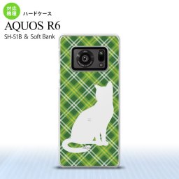 SH-51B AQUOS R6 AQUOS R6 スマホケース ハードケース 猫 チェック A 緑 メンズ レディース nk-r6-957