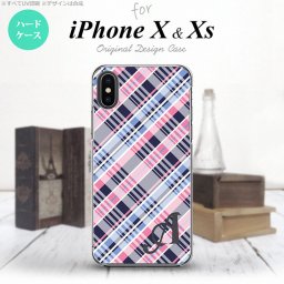 【iPhoneX】【スマホケース/スマホカバー】【アイフォンX】iPhoneX スマホケース ケース アイフォンX イニシャル チェックA ピンク青 nk-ipx-439ini【メール便送料無料】
