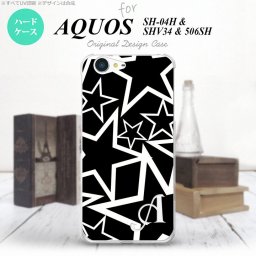 【506SH】【スマホケース/スマホカバー】【アクオス Xx3】506SH スマホケース AQUOS Xx3 ケース アクオス Xx3 イニシャル 星 黒×白 nk-506sh-1121ini【メール便送料無料】