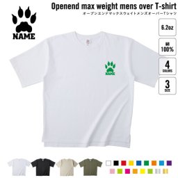 足跡4   名入れオーバーサイズTシャツ ビッグシルエット ゆったり イージーフィット ワイドフィット メンズ サイジング    猫 ネコ ねこ キャット 肉球