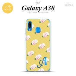 SCV43 Galaxy A30 SCV43 スマホケース ソフト カバー 花柄 バラ 編み 黄 +アルファベット nk-scv43-tp265i