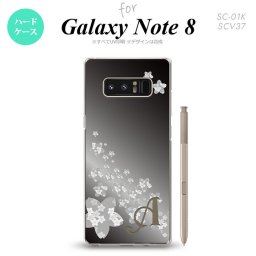 【SC01K】【スマホケース/スマホカバー】【ギャラクシー ノート8】SC01K スマホケース Galaxy Note8 ケース ギャラクシー ノート8 イニシャル 花柄・サクラ（B） 黒 nk-sc01k-185ini【メール便送料無料】